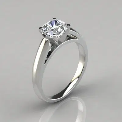 Cathedral Design Cushion Cut Solitaire Moissanite Engagement Ring