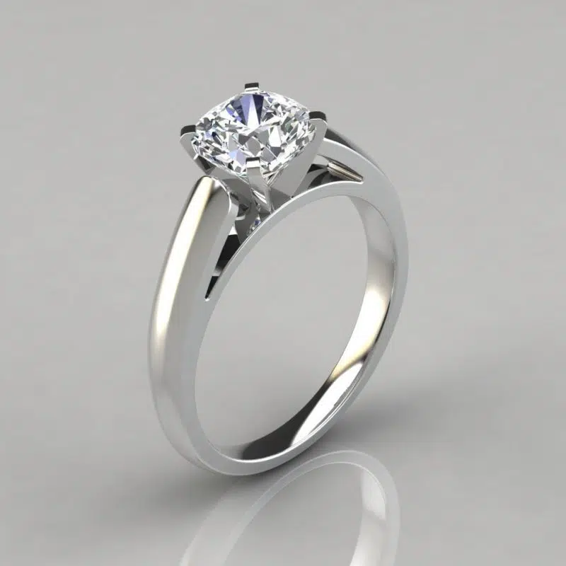 Cathedral Design Cushion Cut Solitaire Moissanite Engagement Ring