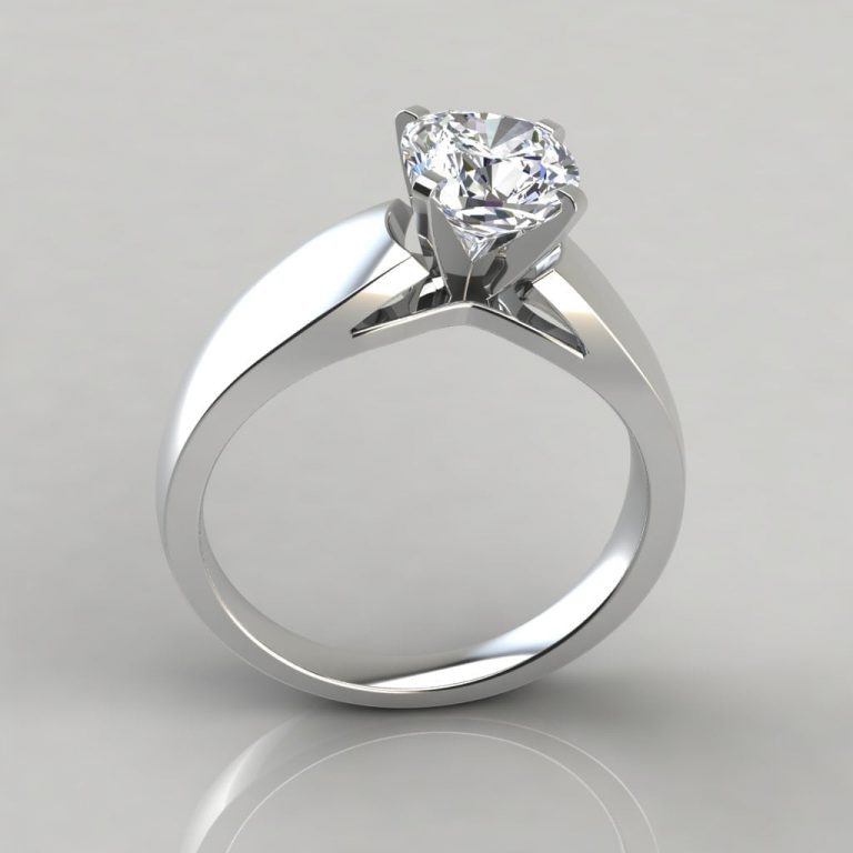 Wide Band Cushion Cut Solitaire Engagement Ring Forever