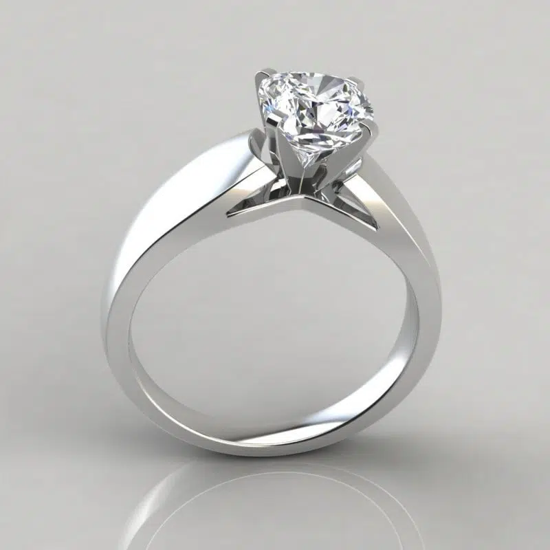 Wide Band Cushion Cut Solitaire Moissanite Engagement Ring