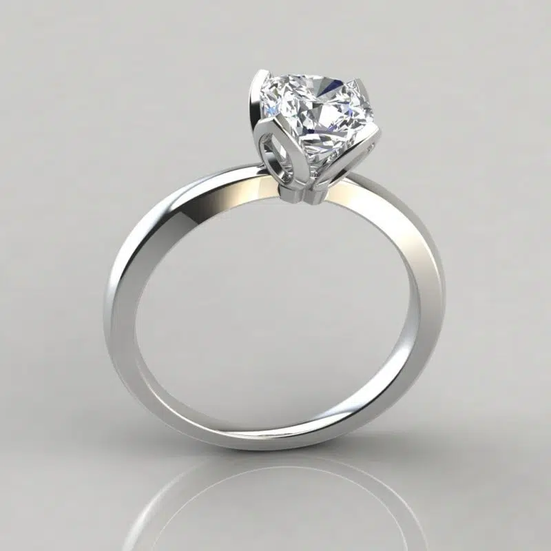 Petal Design Cushion Cut Solitaire Moissanite Engagement Ring