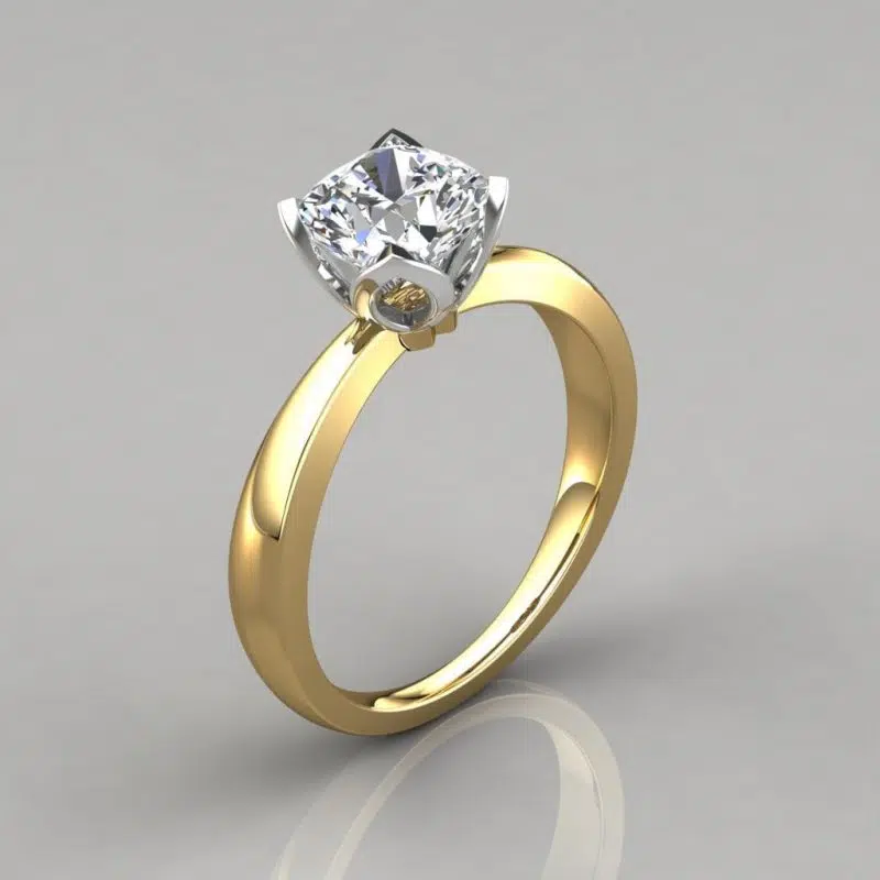 Petal Design Cushion Cut Solitaire Moissanite Engagement Ring