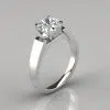 Flat Edged Cathedral Cushion Cut Solitaire Moissanite Engagement Ring