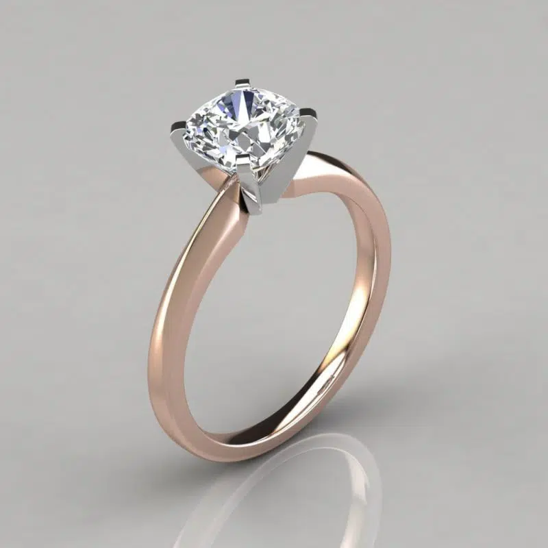 Classic Cushion Cut Solitaire Moissanite Engagement Ring