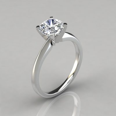 Classic Cushion Cut Solitaire Moissanite Engagement Ring