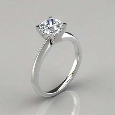 Classic Cushion Cut Solitaire Moissanite Engagement Ring
