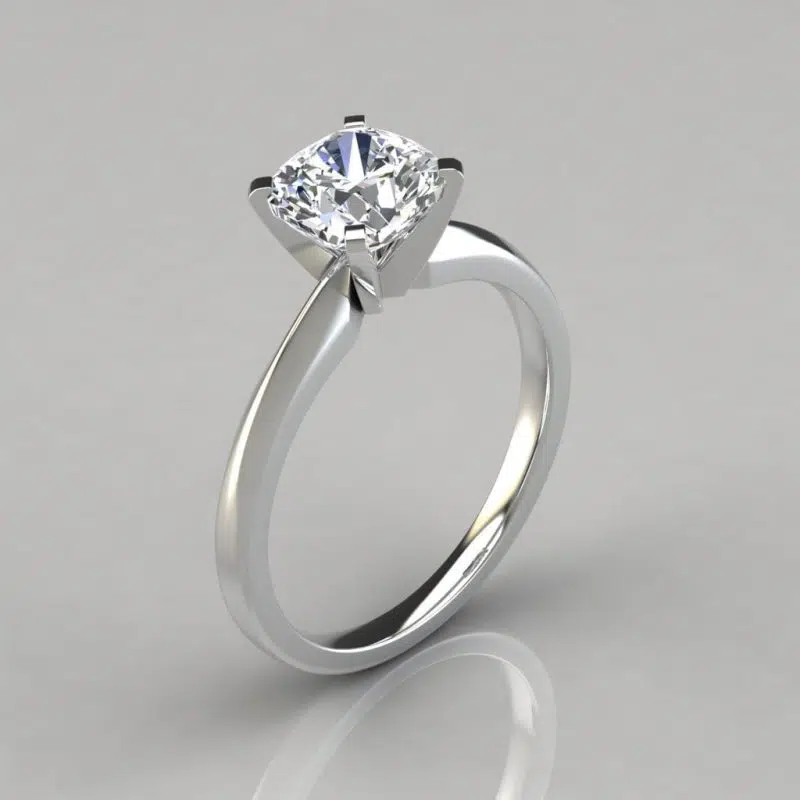 Classic Cushion Cut Solitaire Moissanite Engagement Ring