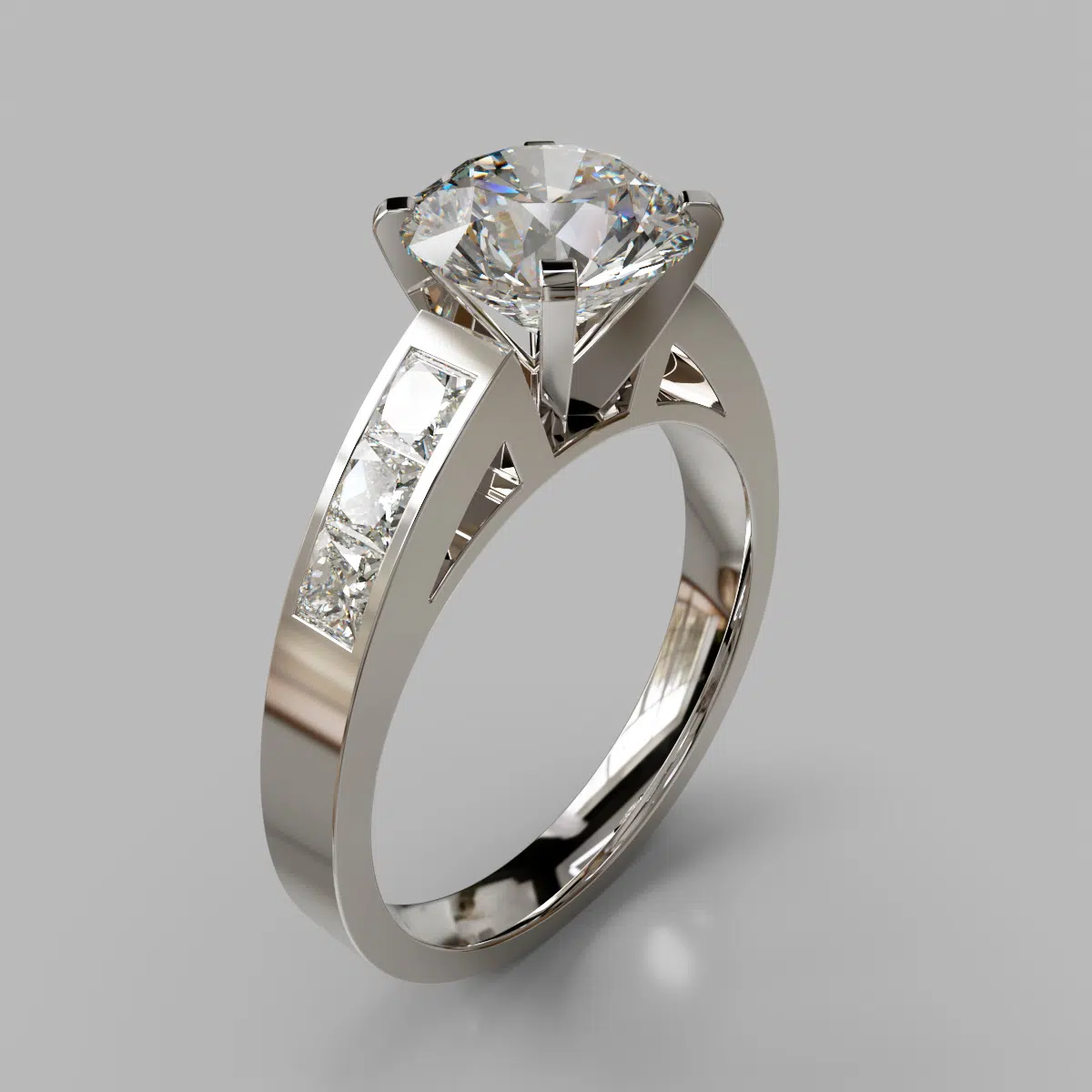 Round Cut Channel Set Moissanite Engagement Ring Round Cut Channel Set Moissanite Engagement Ring