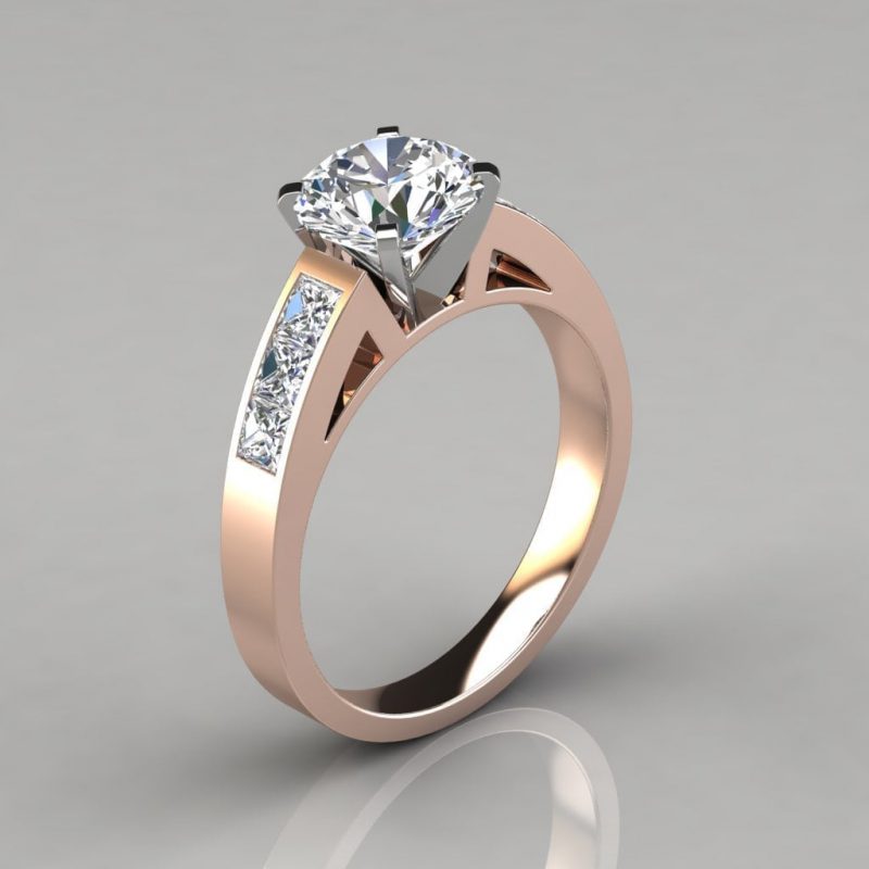 Round Cut Channel Set Moissanite Engagement Ring | Forever Moissanite