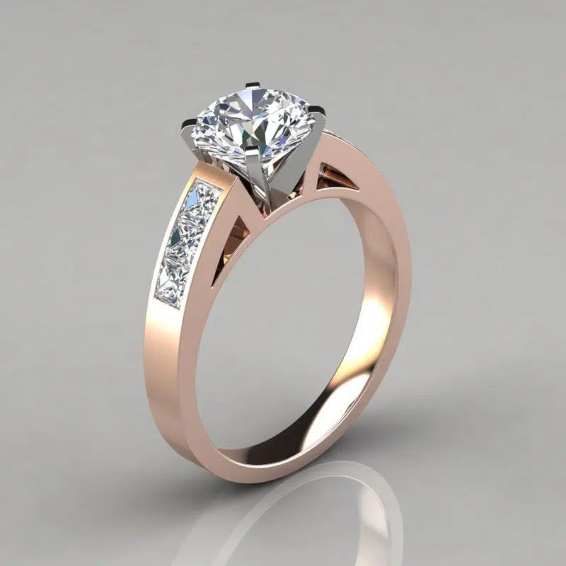 Round Cut Channel Set Moissanite Engagement Ring