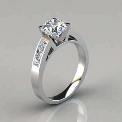 Round Cut Channel Set Moissanite Engagement Ring