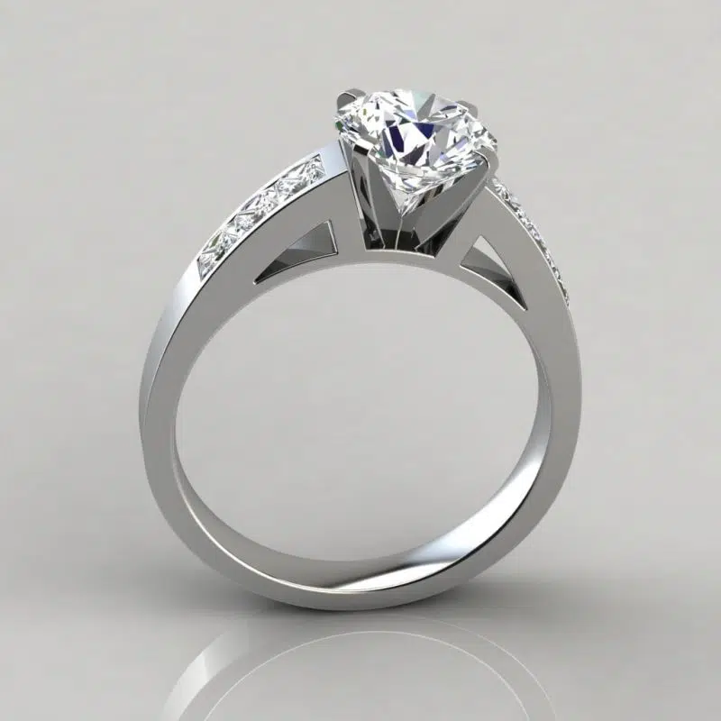 Round Cut Channel Set Moissanite Engagement Ring