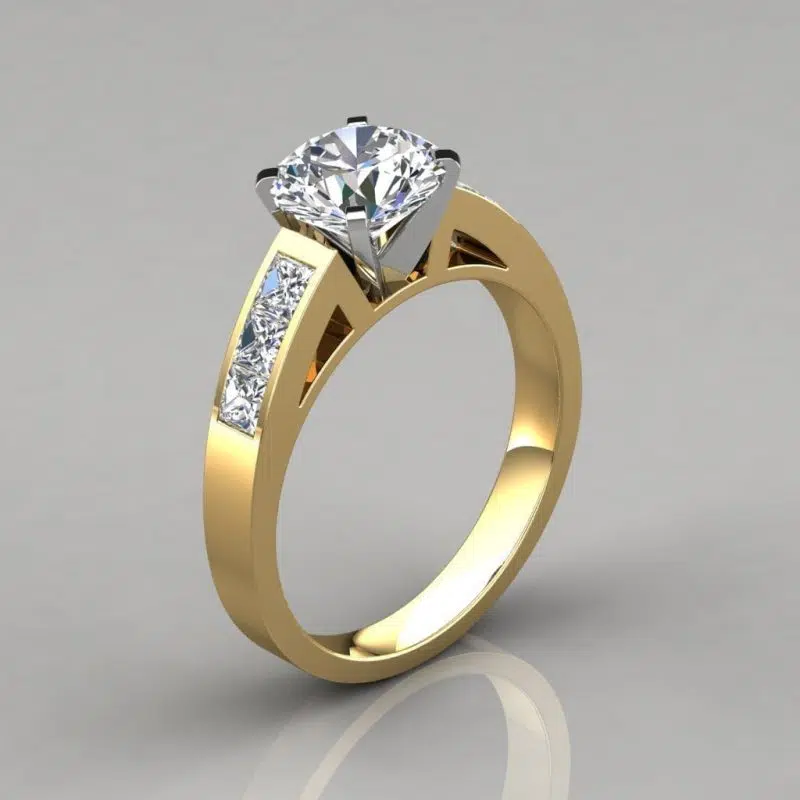 Round Cut Channel Set Moissanite Engagement Ring