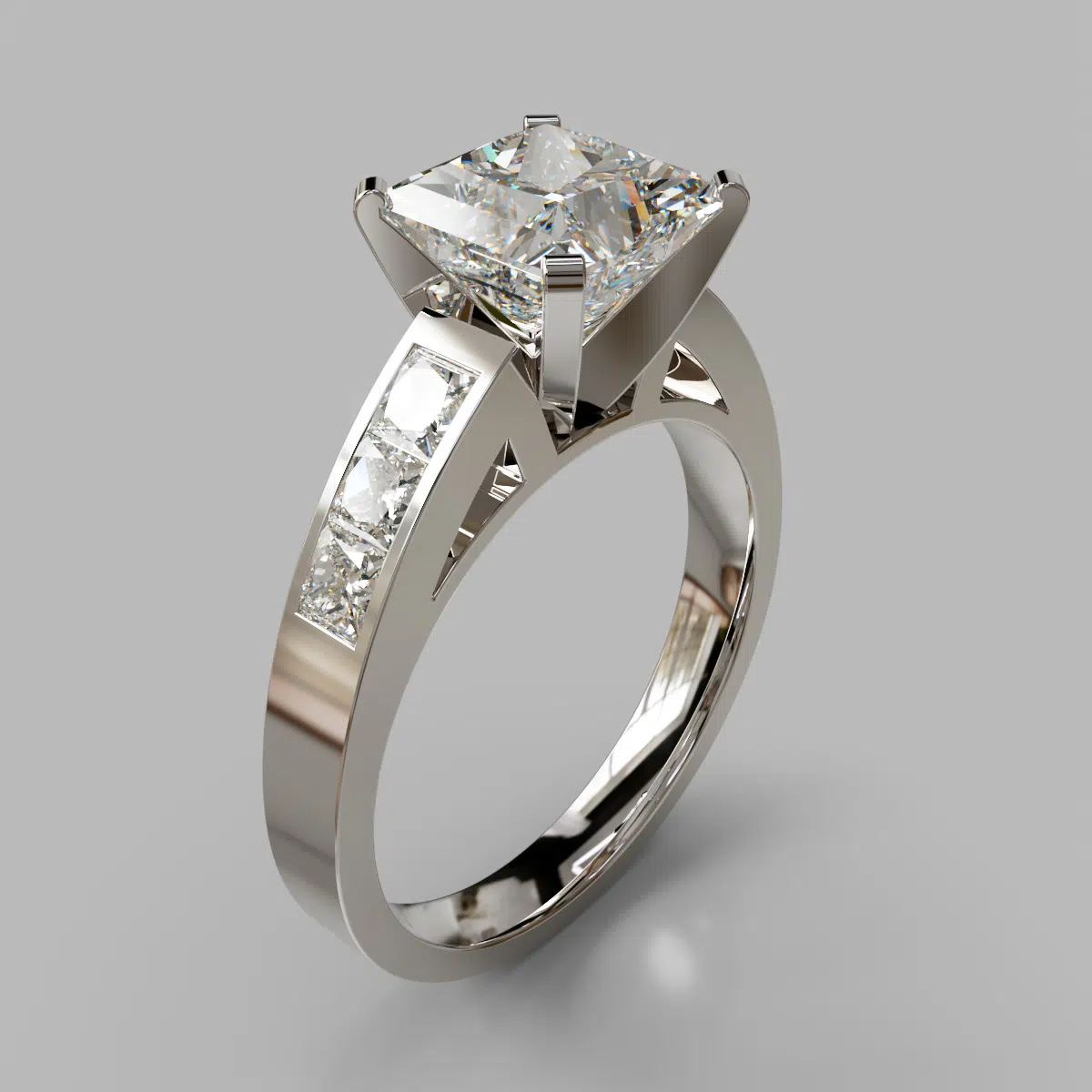 Princess Cut Channel Set Moissanite Engagement Ring Princess Cut Channel Set Moissanite Engagement Ring