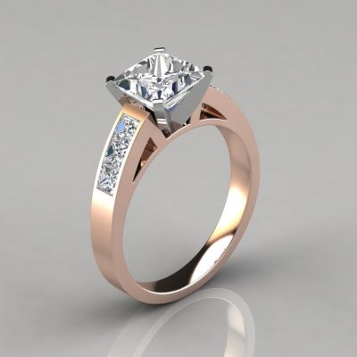 Princess Cut Channel Set Moissanite Engagement Ring | Forever Moissanite
