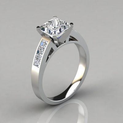 Princess Cut Channel Set Moissanite Engagement Ring