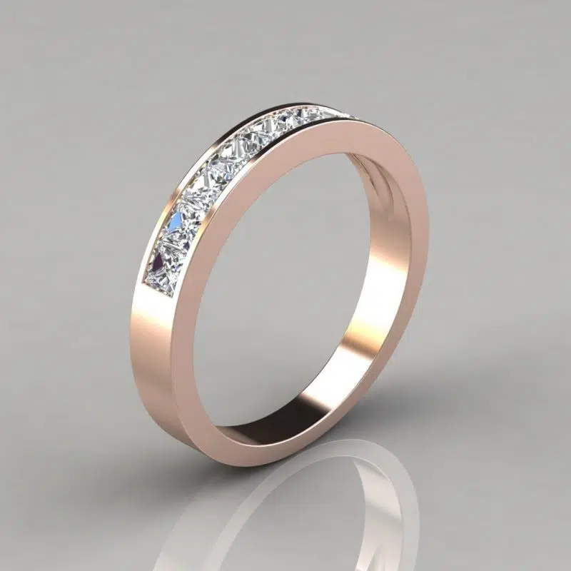 0.80Ct Princess Cut Channel Set Moissanite Wedding Band Ring