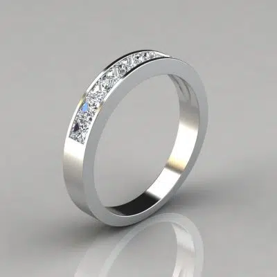 0.80Ct Princess Cut Channel Set Moissanite Wedding Band Ring