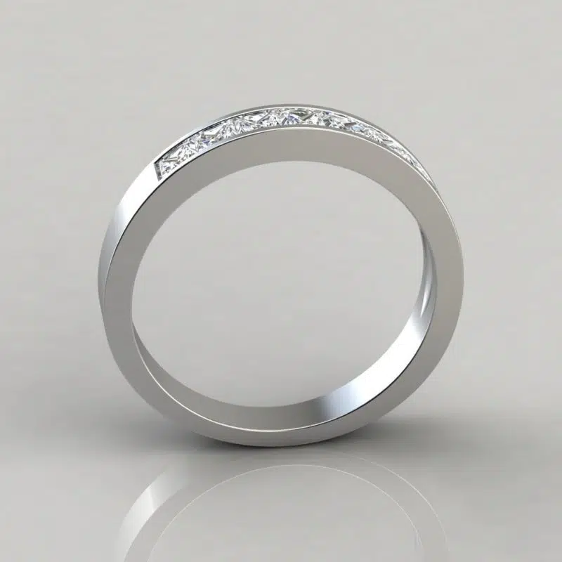 0.80Ct Princess Cut Channel Set Moissanite Wedding Band Ring