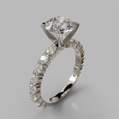 Round Cut Common Prong Moissanite Engagement Ring