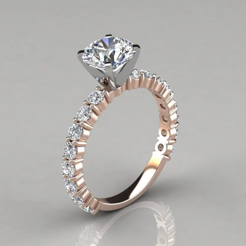 Round Cut Common Prong Moissanite Engagement Ring