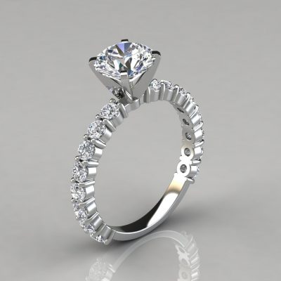 Round Cut Common Prong Moissanite Engagement Ring