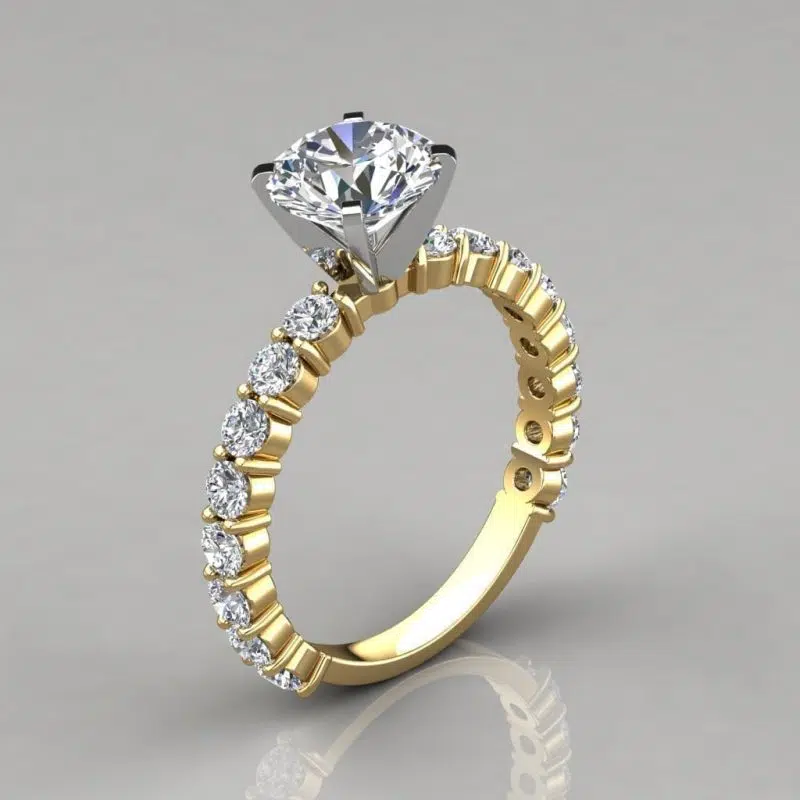 Round Cut Common Prong Moissanite Engagement Ring