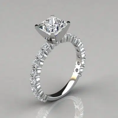 Princess Cut Common Prong Moissanite Engagement Ring
