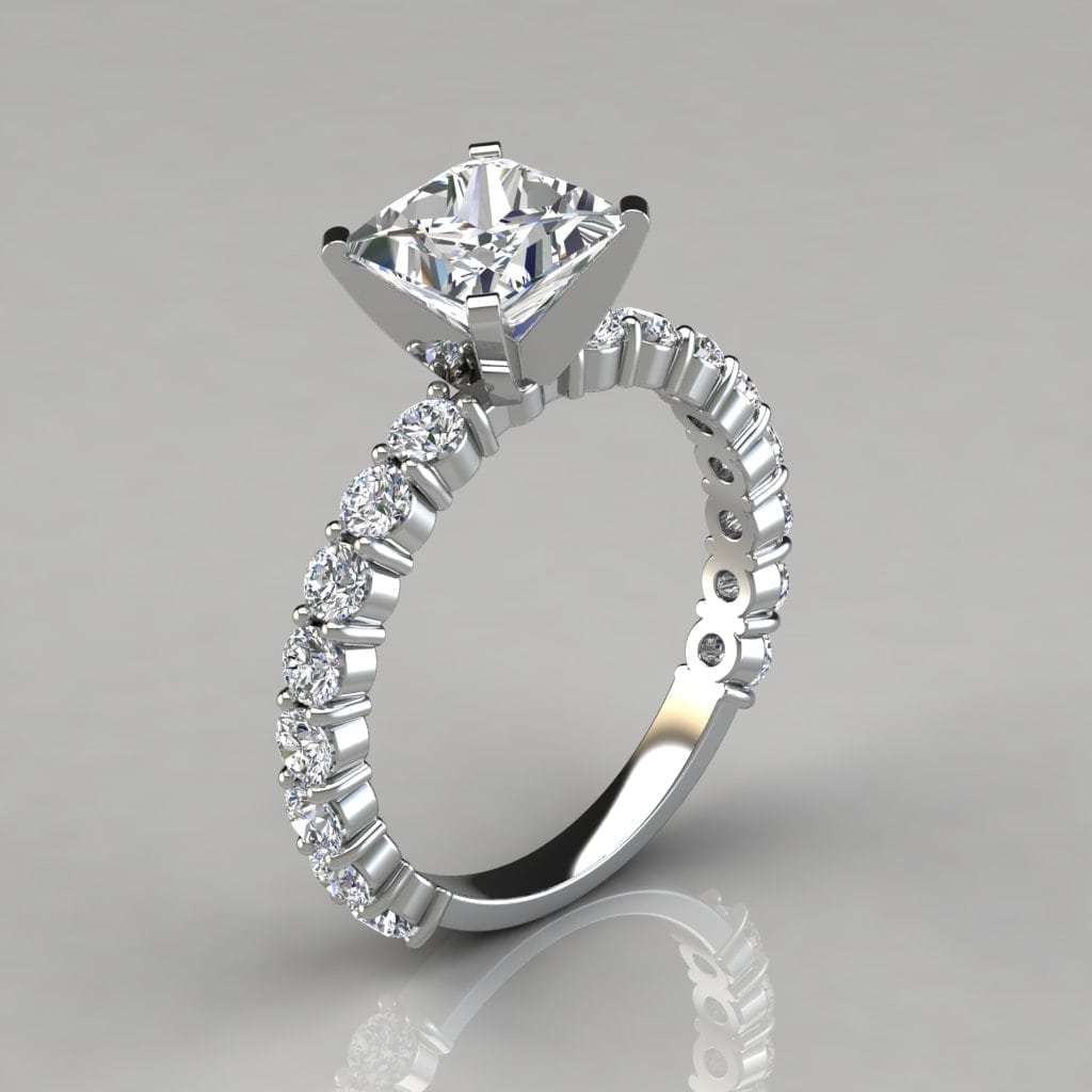Princess Cut Common Prong Moissanite Engagement Ring | Forever Moissanite