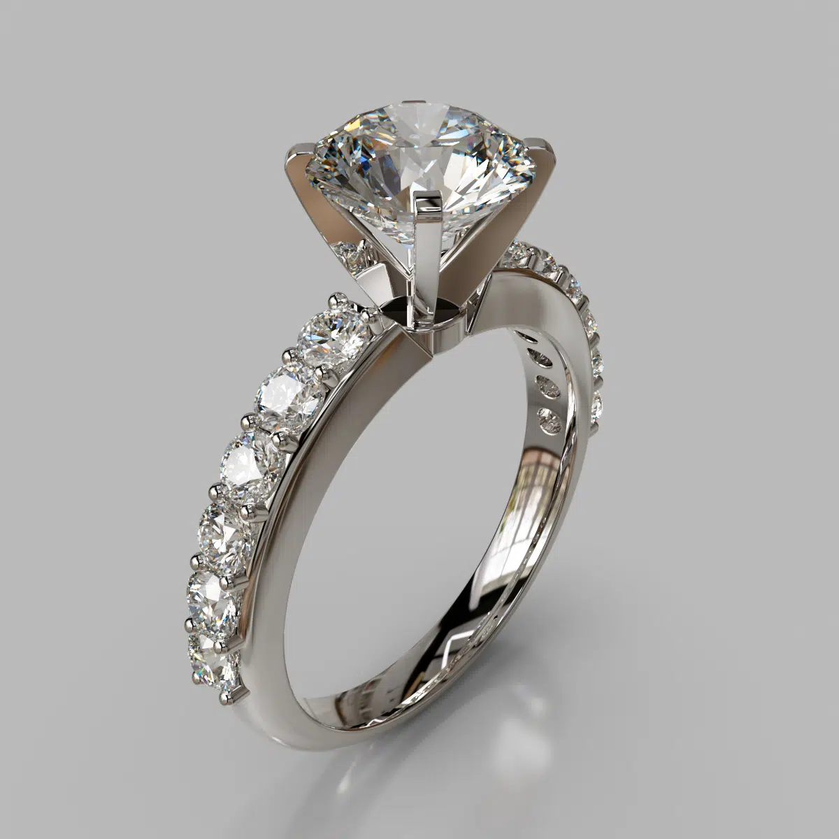 Shared Prong Round Brilliant Cut Moissanite Engagement Ring Shared Prong Round Brilliant Cut Moissanite Engagement Ring