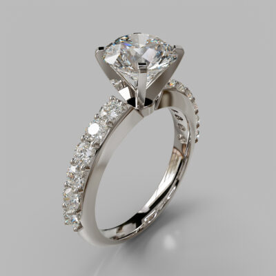 Shared Prong Round Brilliant Cut Moissanite Engagement Ring