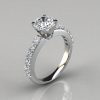 Shared Prong Round Brilliant Cut Moissanite Engagement Ring