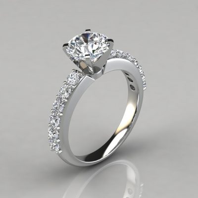 Shared Prong Round Brilliant Cut Moissanite Engagement Ring