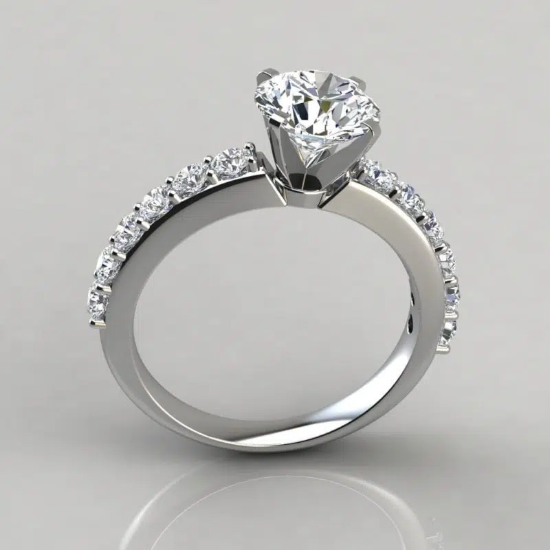 Shared Prong Round Brilliant Cut Moissanite Engagement Ring