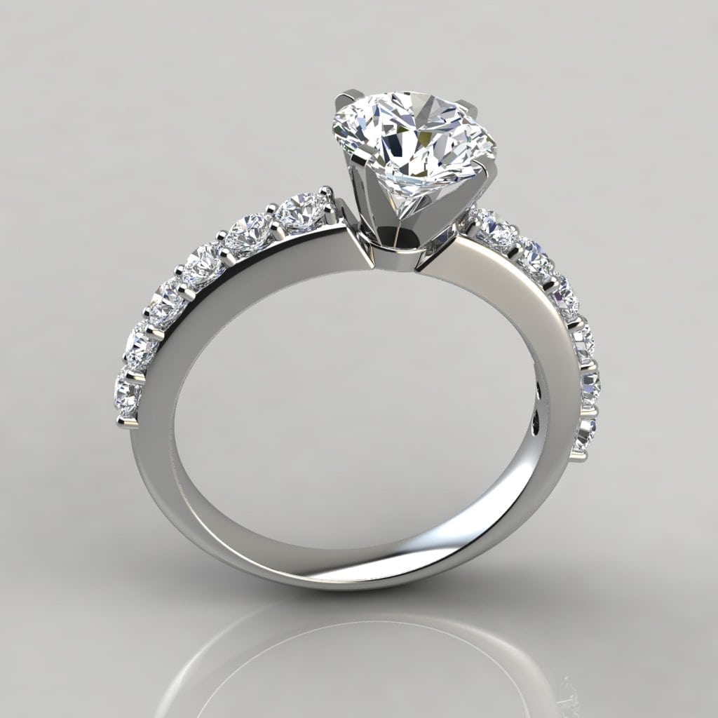 Shared Prong Round Brilliant Cut Moissanite Engagement Ring Forever