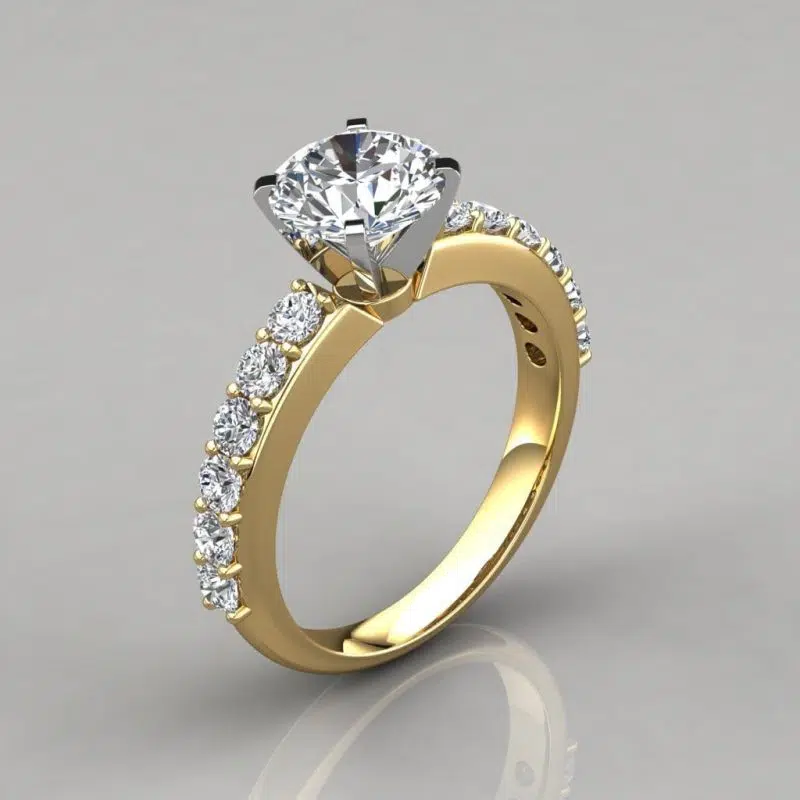 Shared Prong Round Brilliant Cut Moissanite Engagement Ring