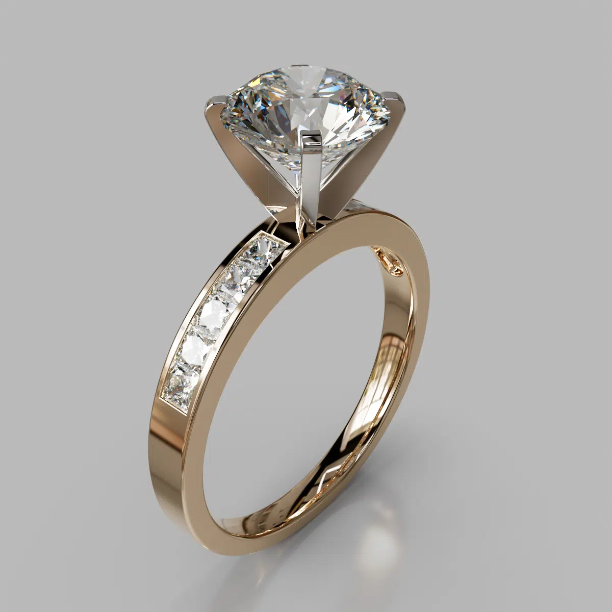 Round Brilliant Cut Channel Set Moissanite Engagement Ring Round Brilliant Cut Channel Set Moissanite Engagement Ring