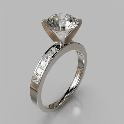 Round Brilliant Cut Channel Set Moissanite Engagement Ring Round Brilliant Cut Channel Set Moissanite Engagement Ring