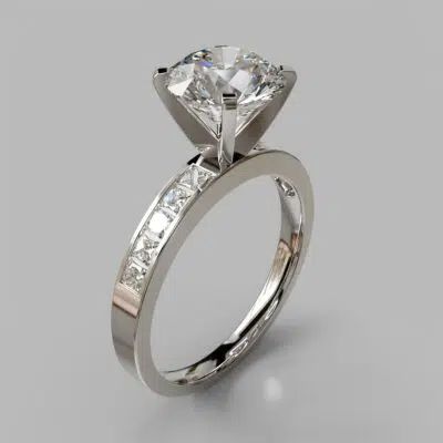 Round Brilliant Cut Channel Set Moissanite Engagement Ring Round Brilliant Cut Channel Set Moissanite Engagement Ring