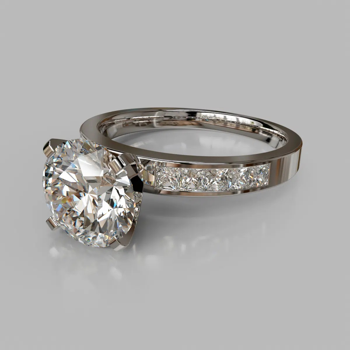 Round Brilliant Cut Channel Set Moissanite Engagement Ring Round Brilliant Cut Channel Set Moissanite Engagement Ring