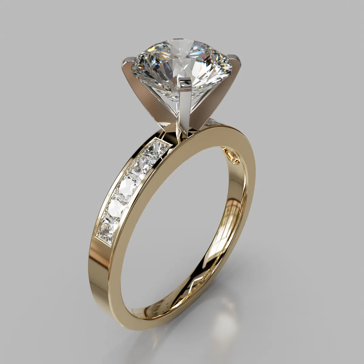 Round Brilliant Cut Channel Set Moissanite Engagement Ring Round Brilliant Cut Channel Set Moissanite Engagement Ring