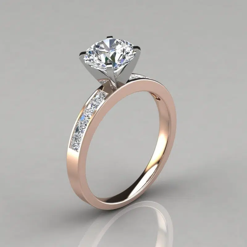 Round Brilliant Cut Channel Set Moissanite Engagement Ring