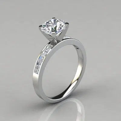 Round Brilliant Cut Channel Set Moissanite Engagement Ring