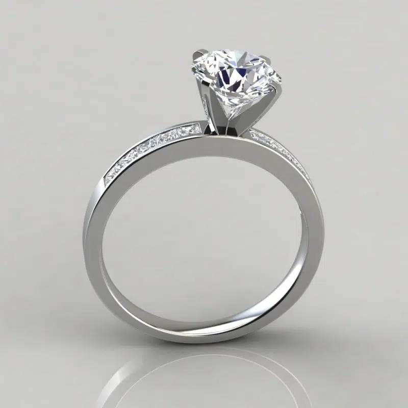 Round Brilliant Cut Channel Set Moissanite Engagement Ring