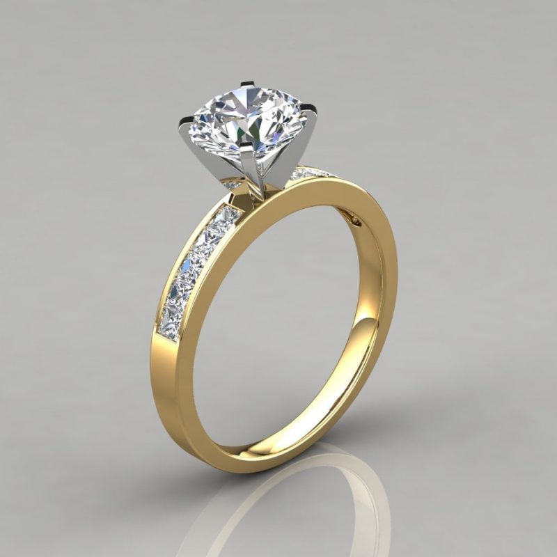 Round Brilliant Cut Channel Set Moissanite Engagement Ring