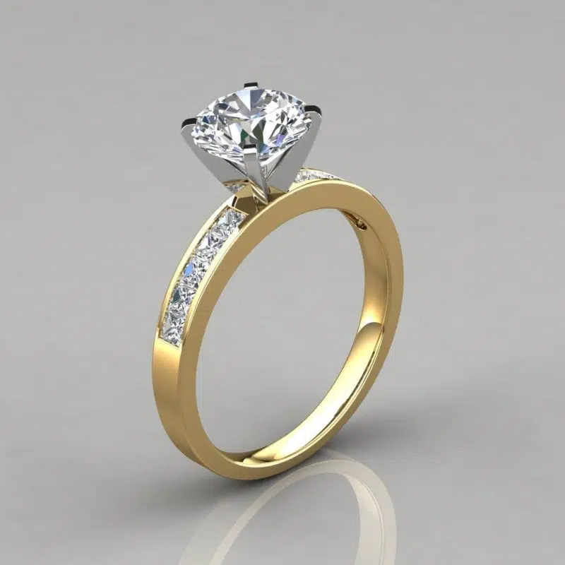 Round Brilliant Cut Channel Set Moissanite Engagement Ring