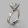 Channel Set Princess Cut Moissanite Engagement Ring