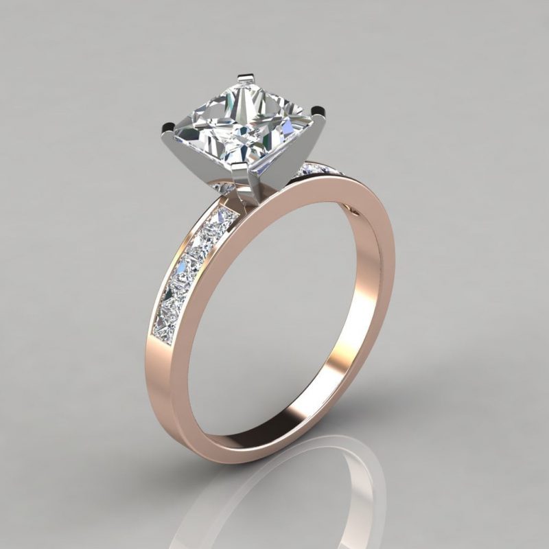 Channel Set Princess Cut Moissanite Engagement Ring | Forever Moissanite