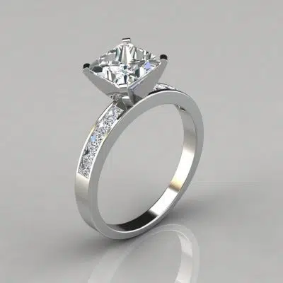 Channel Set Princess Cut Moissanite Engagement Ring