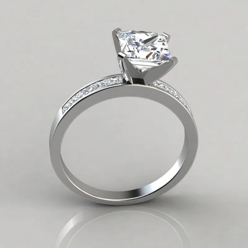 Channel Set Princess Cut Moissanite Engagement Ring